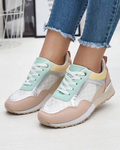 Dámska béžovo-ružová šnurovacia športová obuv Mnerio- Obuv