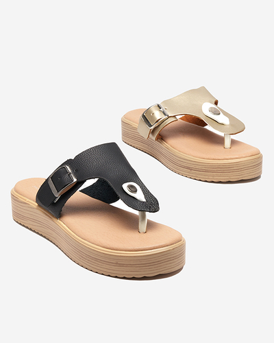 OUTLET Zlaté dámske šľapky na platforme Borico - Obuv