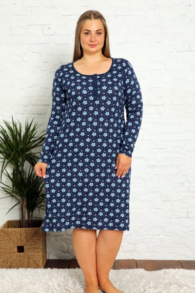 Royalfashion Bavlnená nočná košeľa s kvetmi PLUS SIZE