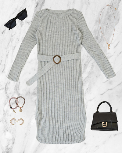 Royalfashion Šedé dámske svetrové šaty