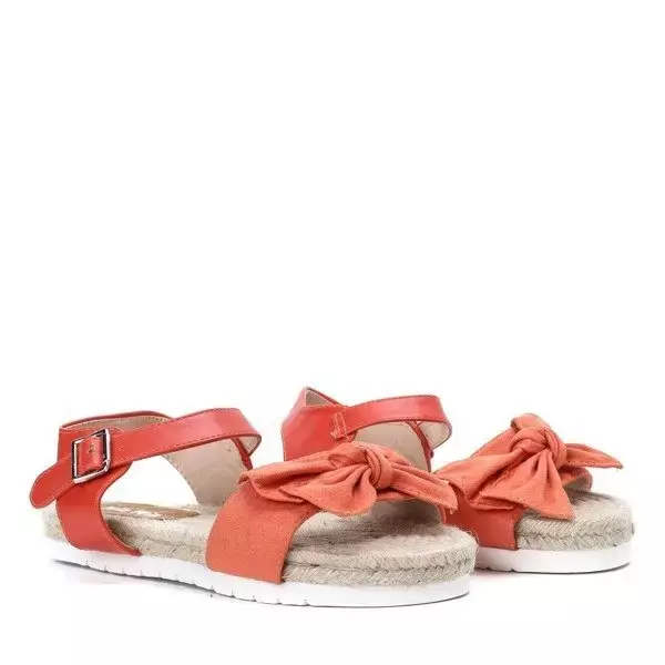 OUTLET Pomarańczowe sandały z kokardką Chicky - Obuwie