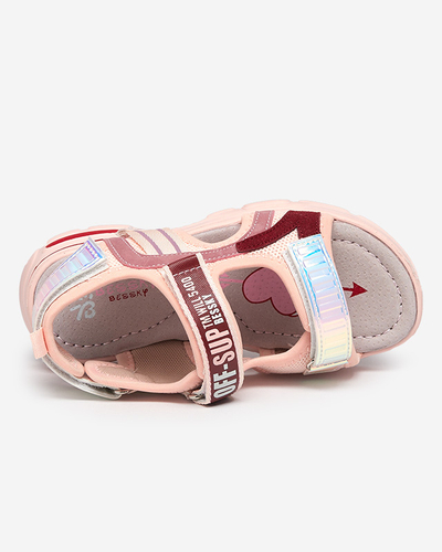 Ružové dievčenské sandále s holografickými vložkami značky Heilol - Footwear