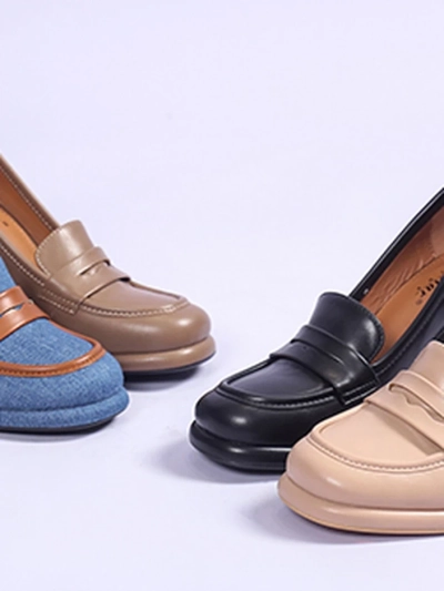 Royalfashion Dámske denimové mokasíny na blokovom podpätku Jozenas