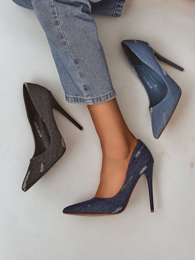 Royalfashion Dámske lodičky na ihlovom podpätku Denim Chic