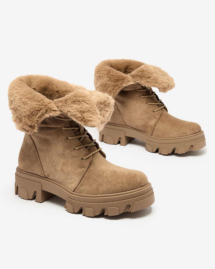 Royalfashion Svetlohnedé dámske šnurovacie čižmy Cavenma