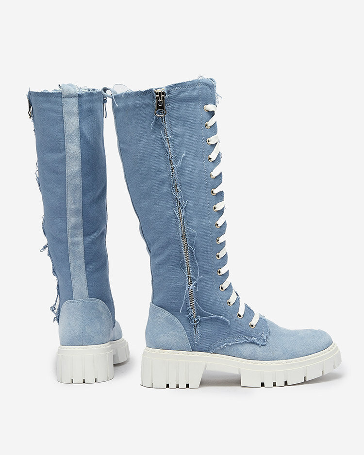 Royalfashion Modré dámske látkové čižmy Leconen