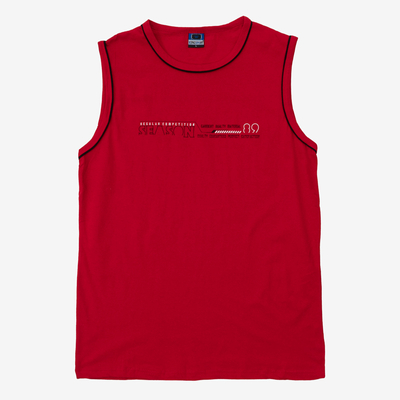 Bavlnená červená pánska košeľa bez rukávov - Oblečenie