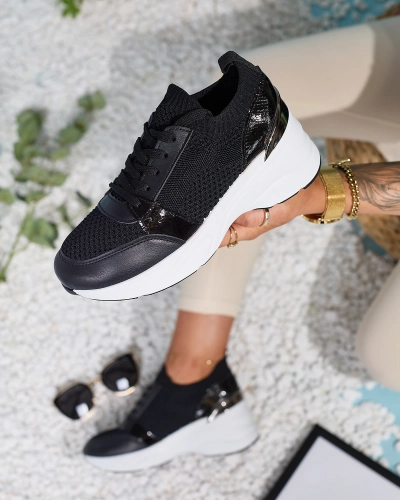 Čierne dámske športové tenisky na podpätku Ezetta- Obuv