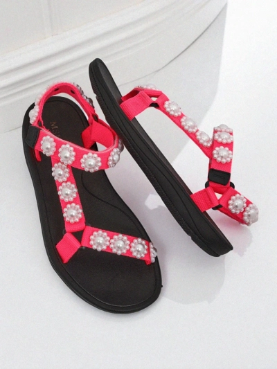 Sandali Livia Rosa – Udobni ženski sandali Royalfashion z bisernimi okrasnimi kamenčki