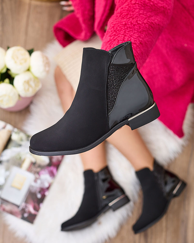 Royalfashion Čierne dámske čižmy so zirkónmi Overlissa