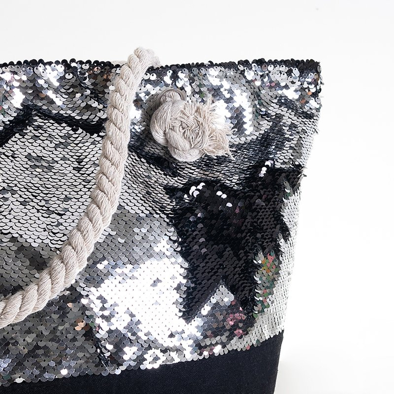 Veľká dámska taška so striebornými flitrami - Kabelky