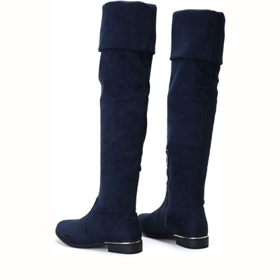 Granatowe kozaki z wywijaną cholewką Jasmine - Obuwie