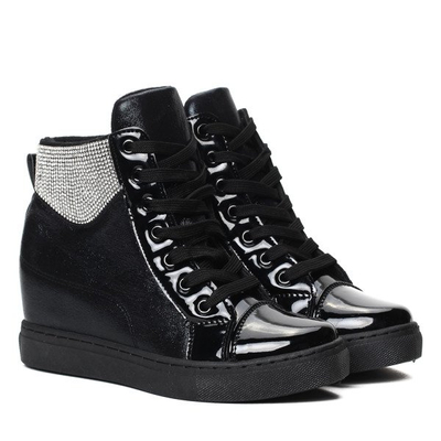 Czarne sneakersy na krytym koturnie Beatrice - Obuwie