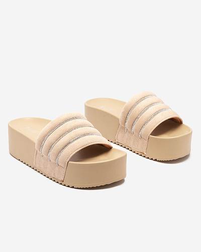 Béžové dámske papuče na platforme Sunavi. Obuv