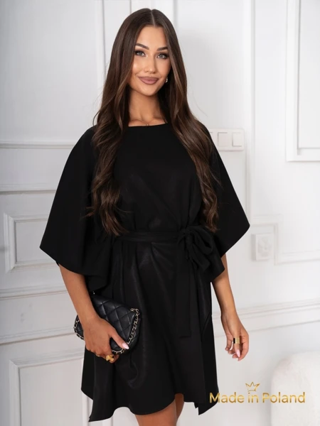 Ženska kratka obleka s pasom in volančki Eviest