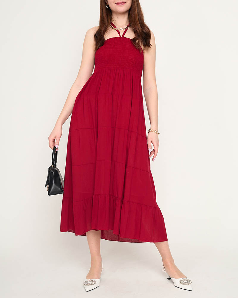 Gaštanové midi šaty PLUS SIZE - Oblečenie