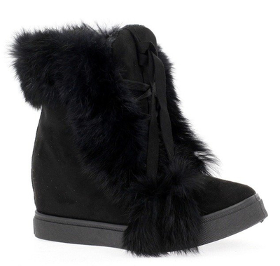 Czarne sneakersy z futerkiem Majolela - Obuwie