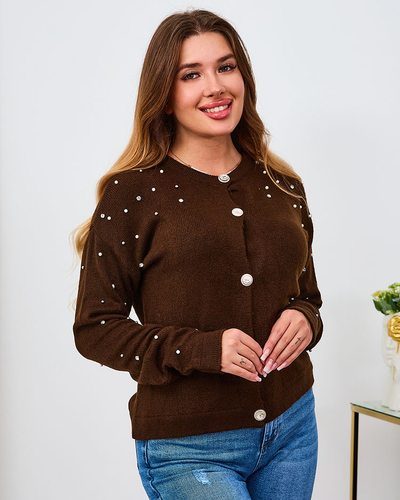 Royalfashion Červený dámsky sveter bez gombíkov