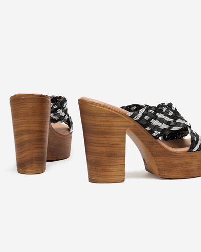 Čierne dámske papuče na vysokom stĺpiku Kotinso - Obuv