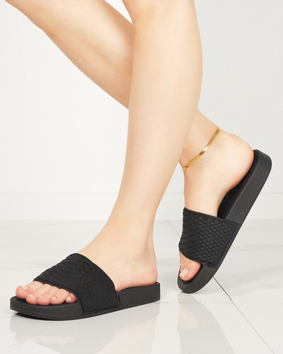 OUTLET Dámske čierne papuče s razbou Galite - Obuv