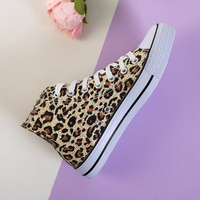 Svetlohnedé dámske vysoké tenisky s leopardím vzorom Inter - Shoes