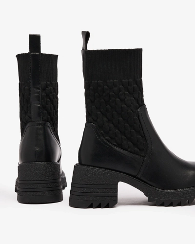 Royalfashion Čierne dámske čižmy Acigog na plochom podpätku