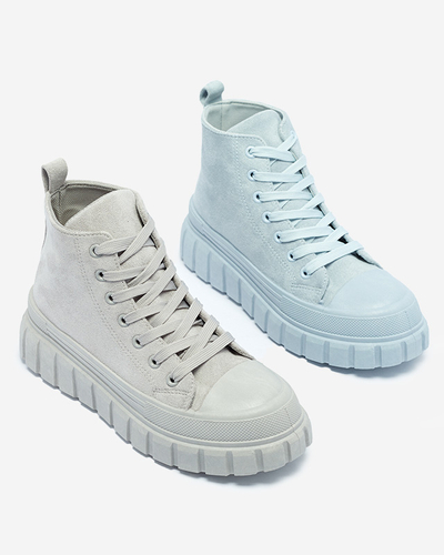 Svetlomodré dámske šnurovacie športové topánky a'la sneakers Netara - Obuv