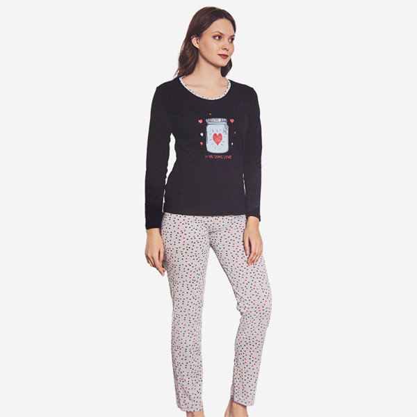 Námornícko-šedé vianočné 2 dielne pyžamo s potlačou - Oblečenie