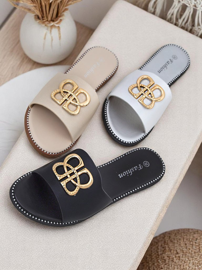 Royalfashion Ženski natikači z ravnim podplatom Aura Gold
