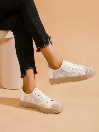 Royalfashion Dámske čipkované tenisky so trblietkami Nille