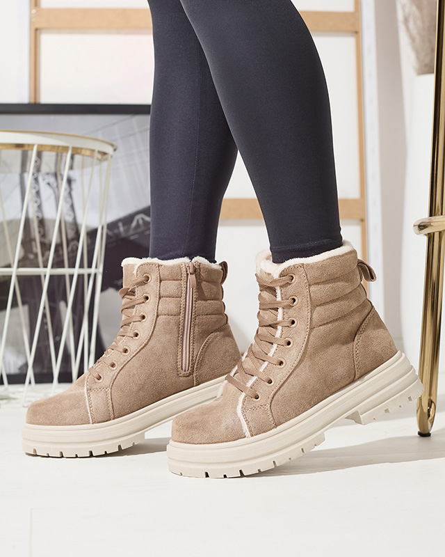 Dámske zateplené traperky hnedej farby Tivica - Obuv