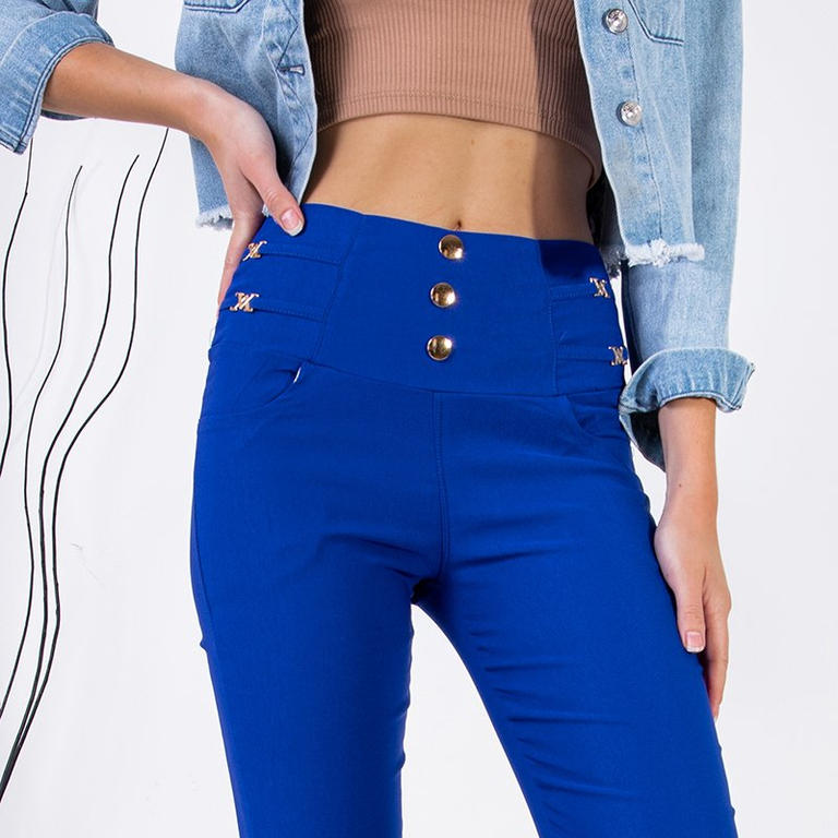 Dámske kobaltové treggy s ozdobami - Oblečenie