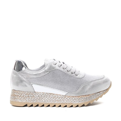 Srebrne, sportowe buty Wendy- Obuwie