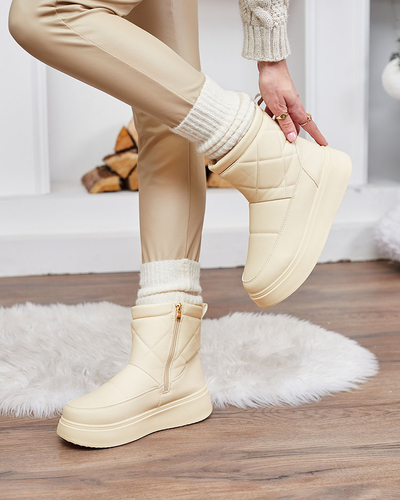 Royalfashion Béžové dámske čižmy a'la snow boots Kacecica