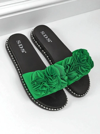 Royalfashion Dámske papuče s plochou podrážkou Flora Verde