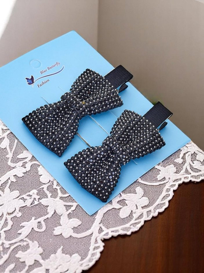 Royalfashion Sada 2 sponiek do vlasov s mašľami a kamienkami Isadora