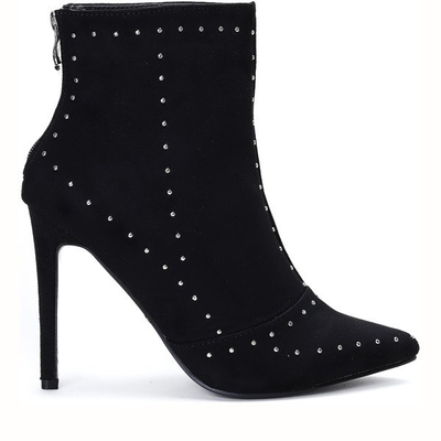 Czarne botki na szpilce Danielle - Obuwie