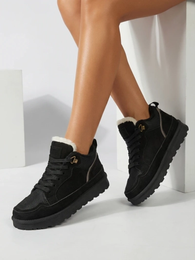 Ženski športni copati Diana Črni Semiš Udobni za Zimo