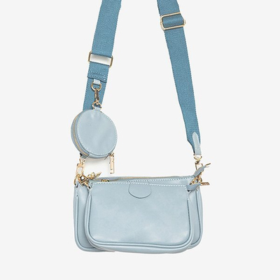 Trojdielna malá dámska kabelka vo svetlo modrej farbe - Kabelky
