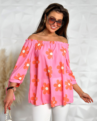 Royalfashion Dámska blúzka a'la hiszpanka v kvetoch