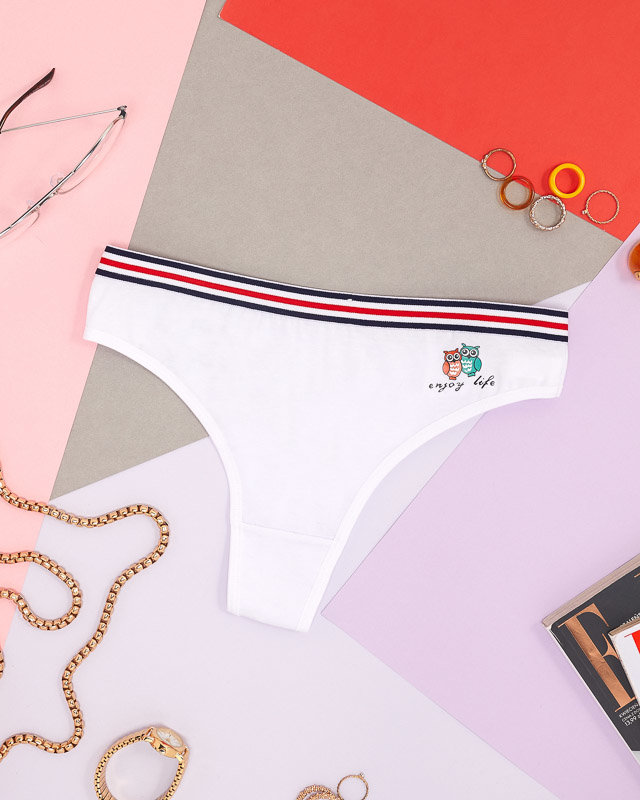 Dámske biele tangá s potlačou - Spodná bielizeň