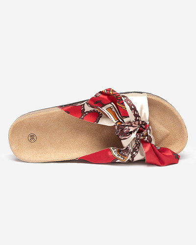 Červené dámske papuče s módnym látkovým zvrškom Laneso - Footwear