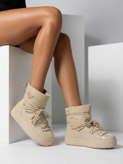 Royalfashion Dámske slip-on čižmy a'la snow boots vo svetlohnedej farbe Vevnose