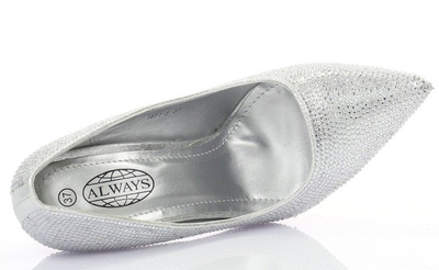 Srebrne czółenka szpilka - Obuwie