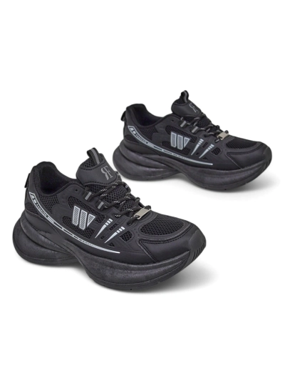 Ženski športni čevlji Royalfashion Hypatia črni s plosko peto 5 cm