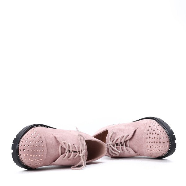 Różowe półbuty z cyrkoniami Ashley- Obuwie