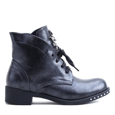 Grafitowe workery z ozdobą Haven- Obuwie