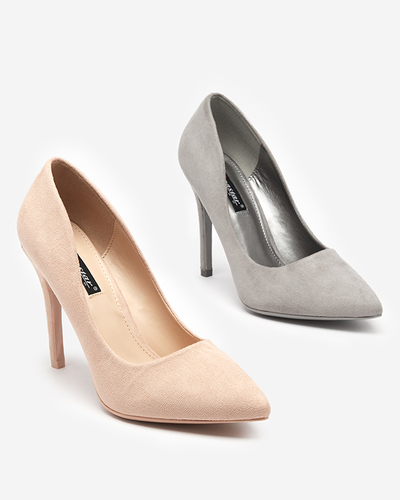 OUTLET Šedé dámske eko semišové lodičky na špendlíku Menitik - Oblečenie