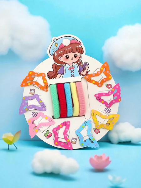 Sada farebných sponiek a gumičiek do vlasov pre deti