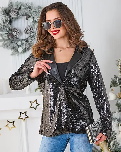 Royalfashion Ženský sako s flitrami